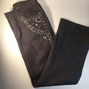 ASHLEY STEWEART NAVY  BLUE JEAN PANTS WITH DESIGN